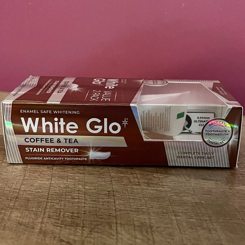 White Glo Coffee &‎ Tea Stain Removal Teeth Whitening Toothpaste Protection 2 Pk